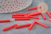 Cuentas de semillas de tubo, cuentas de semillas rojas, vidrio rojo, tubo largo, cuenta de tubo rojo, 28 mm, x 10 g G4390