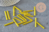 Cuentas de semillas Tubo de semillas amarillo translúcido, 28 mm, x 10 g G4391