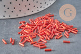 Tube seed beads, metallic red, red seed beads, red metallic beads, glass beads 6mmx2mm, x 5gr G5381