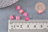 Perles rocaille carré verre rectangle Rose Fuchsia or nacré façon Tila 4.5mm 2 trous, x50 (G4451)