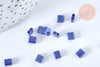 Perles rocaille carré verre rectangle bleu irisé, perle carré création bracelet, perle tila,4.5mm,2 trous, x50 (4.8GR) (G6814)