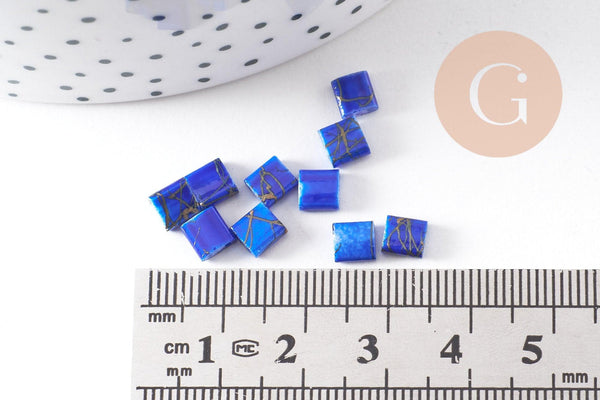 Perles rocaille carré verre rectangle bleu, perle carré création bracelet, perle tila,4.5mm,2 trous, x50 (G5476)
