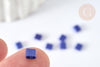Perles rocaille carré verre rectangle bleu roi opaque,création bracelet, perle tila,4.5mm,2 trous, x50 (4.8GR) (G7488)