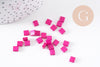 Perles rocaille carré verre rectangle rose façon tila 4.5mm 2 trous, x50 (G7485)