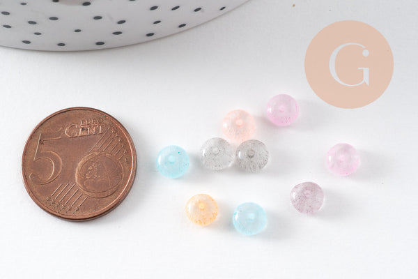 Perles rocaille rondelle multicolore pastel 6x33mm, x10gr (G10883)