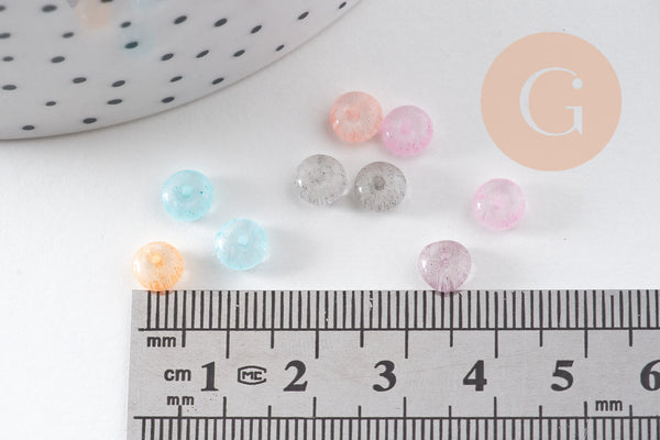 Perles rocaille rondelle multicolore pastel 6x33mm, x10gr (G10883)