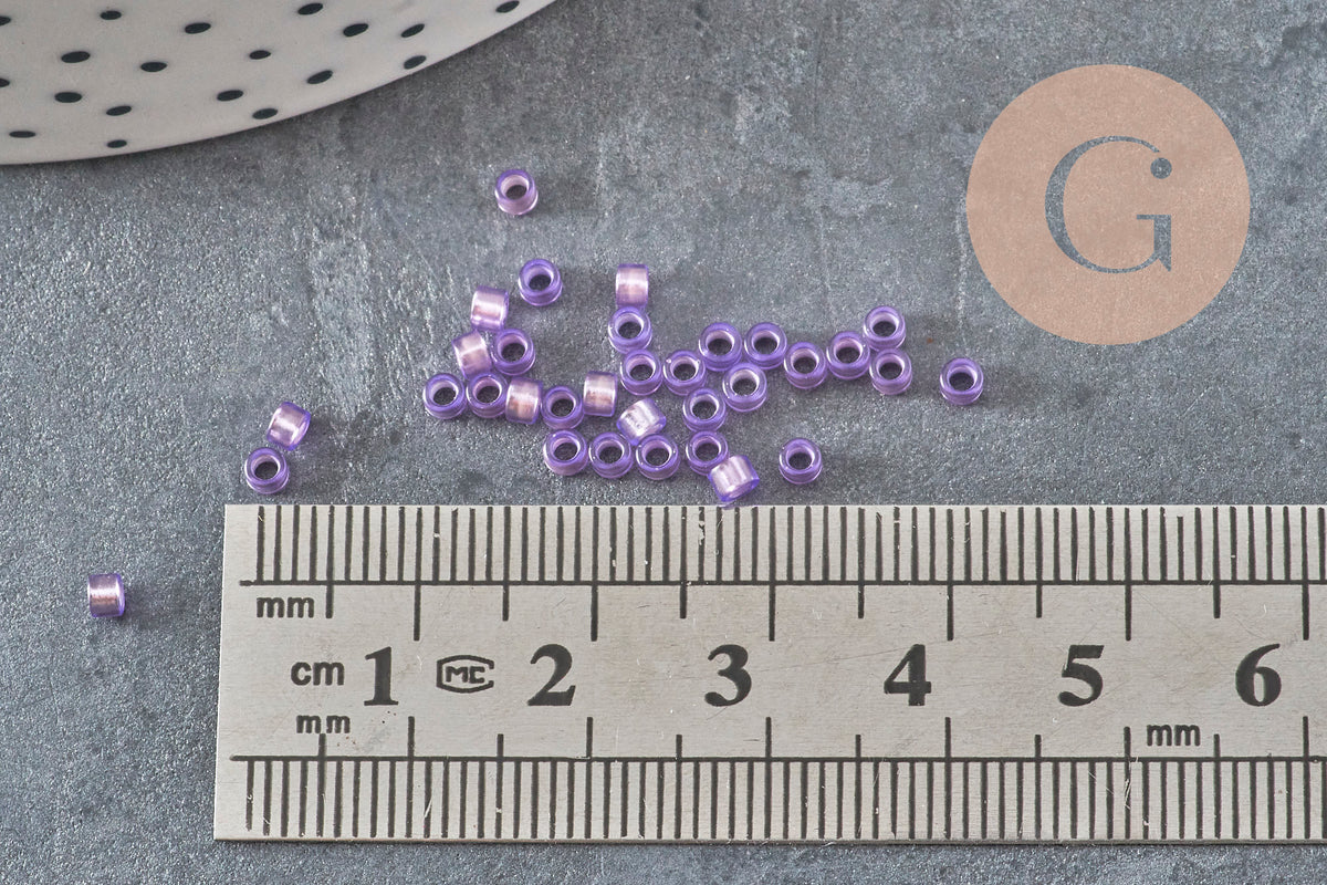Perles rocaille tube verre violet silver lined 2.5mm, x1 sachet de 8g (G11405)-Perles-Gingerlily Perles