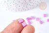 Perles rocailles carrées en verre rose lila 4.5mm 2 trous x 50 (G7484)