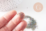 Perles rocailles miyuki noir irisé, Perles de rocaille japonaise Dark Line Peridot ,perle rocaille perlage,15/0, 1.5mm, Sachet 10g (G3955)