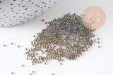 Perles rocailles miyuki noir irisé, Perles de rocaille japonaise Dark Line Peridot ,perle rocaille perlage,15/0, 1.5mm, Sachet 10g (G3955)