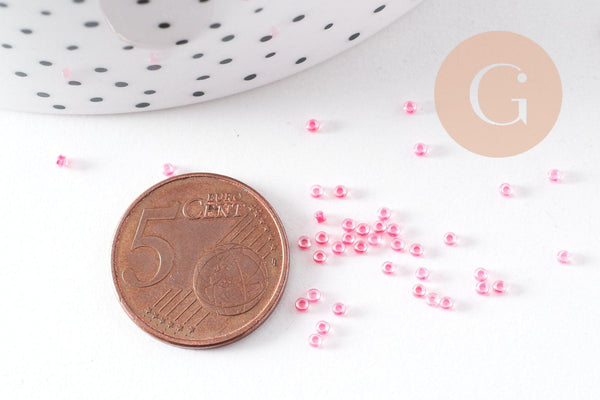 Perles rocailles miyuki rose, Perle rocaille japonaise Fuchsia Lined Crystal ,perle rocaille perlage,15/0, 1.5mm, Sachet 10g (G3956)