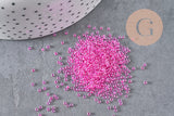 Perles rocailles miyuki rose transparent, Perle rocaille japonaise Carnation Pink Lined Crystal, rocaille perlage,15/0, 1.5mm, les 10g (G5399)