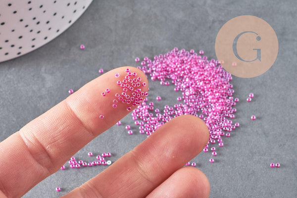 Perles rocailles miyuki rose transparent, Perle rocaille japonaise Carnation Pink Lined Crystal, rocaille perlage,15/0, 1.5mm, les 10g (G5399)