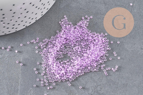 Perles rocailles miyuki violet nacré, Perles de rocaille japonaise Orchid Lined Crystal ,perle perlage,15/0, 1.5mm, Sachet 10g (G3957)