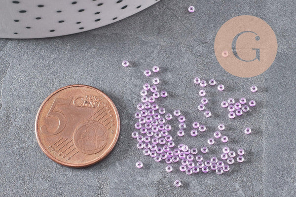 Perles rocailles miyuki violet nacré, Perles de rocaille japonaise Orchid Lined Crystal ,perle perlage,15/0, 1.5mm, Sachet 10g (G3957)