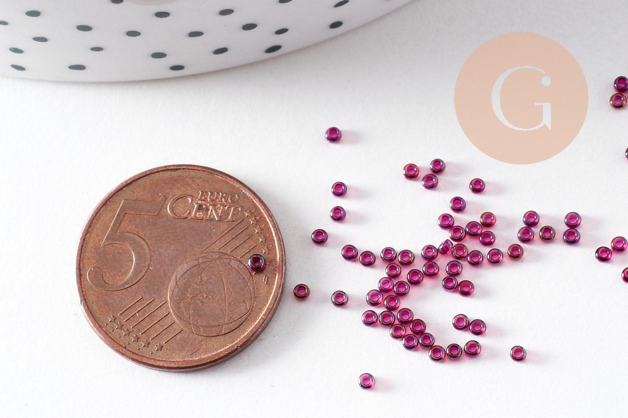 Perles rocailles miyuki violet transparent, Perles de rocaille japonaise Spkl Fuchsia Lined Amethyst, perlage,15/0, 1.5mm, Sachet 10g (G3958)