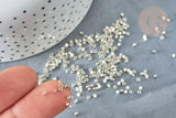 Perles rocailles verre cylindrique gris métallisé façon Delica Miyuki Lined Crystal, x1 sachet de 8g (G8168)