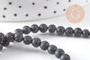 Perles ronde lave noire naturelle 4mm, x1 fil de 37cm (G1841)