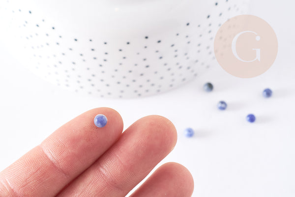 Perles ronde sodalite bleu marbré naturelle 4mm, x50 (6gr) (G9080)