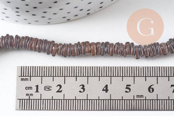 Perles rondelles coquillage blanc ou noir ou marron naturel 4,9-6mm ,rondelle coquillage blanc noir marron coquillage, le fil de 41cm x1 (G8050)