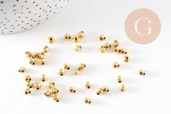 Perles rondelles coupelles intercalaires zamac doré 5mm, x50 (G10817)