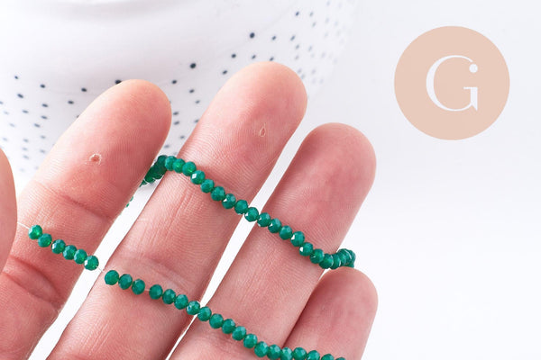 Perles rondelles cristal vert émeraude facette 2.9-3mm, fil de 34cm x1 (G10615)