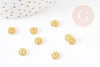 Perles rondelles fleurs zamac doré 6.5mm, x50 (G4978)