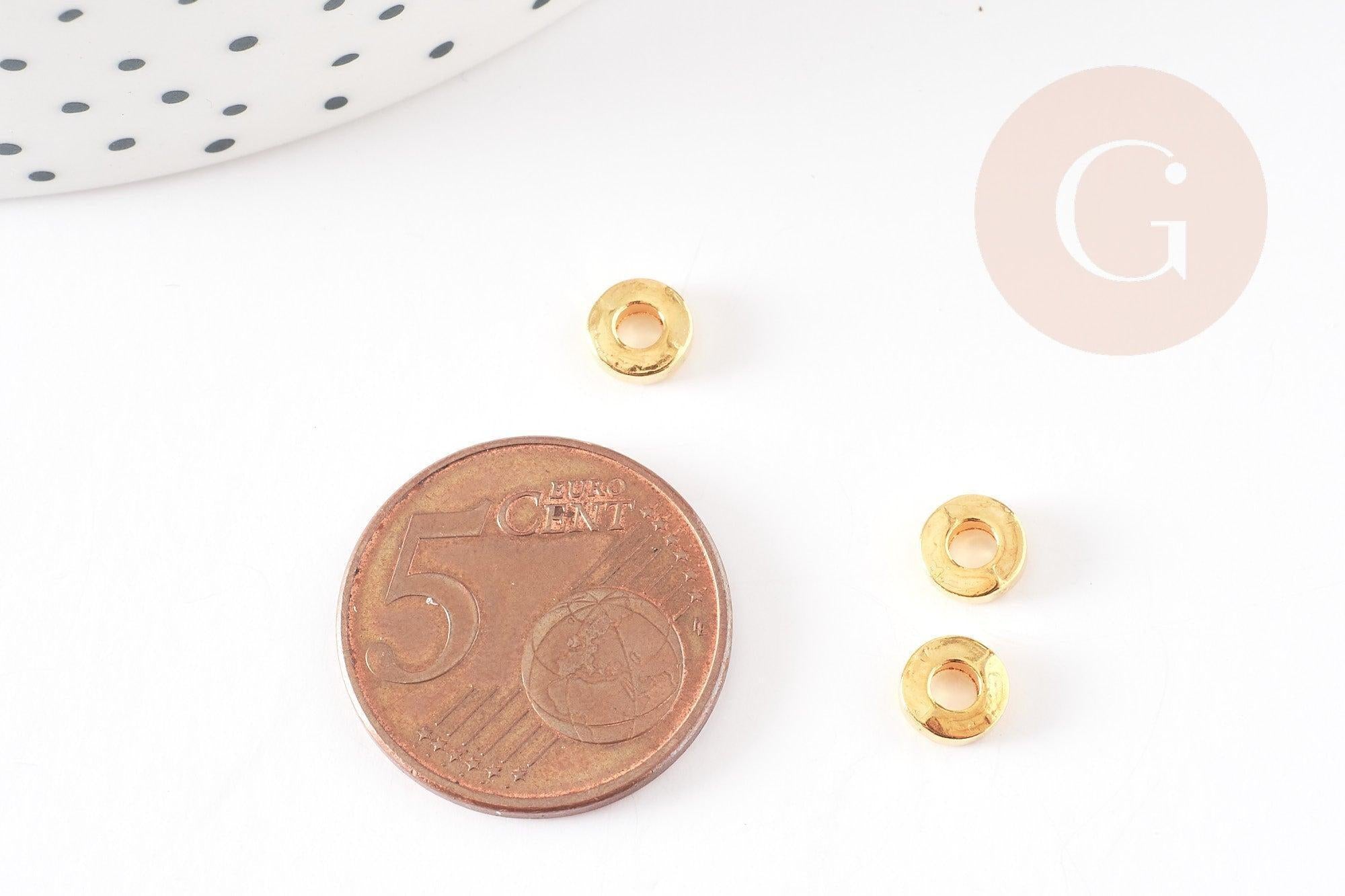 Perles rondelles intercalaires zamac doré 6mm, x50 (G1343)
