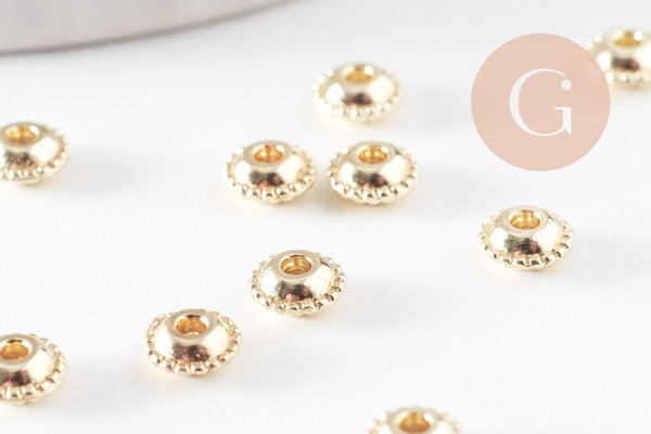 Perles rondelles soucoupe intercalaires zamac doré 5mm, x20 (G10095)