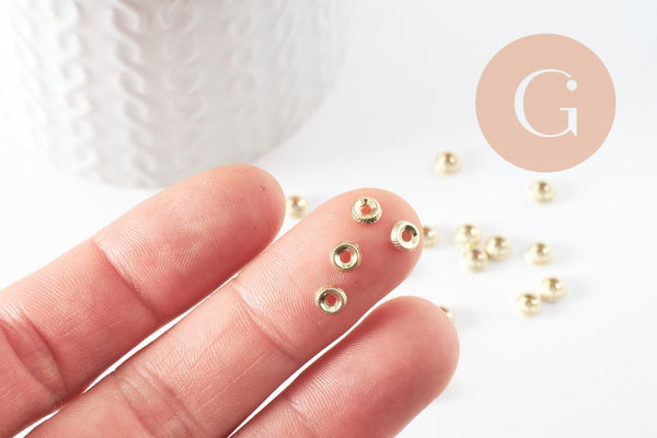 Perles rondelles striée zamac doré 5mm, perles dorées intercalaire pour création bijoux x20 G9546