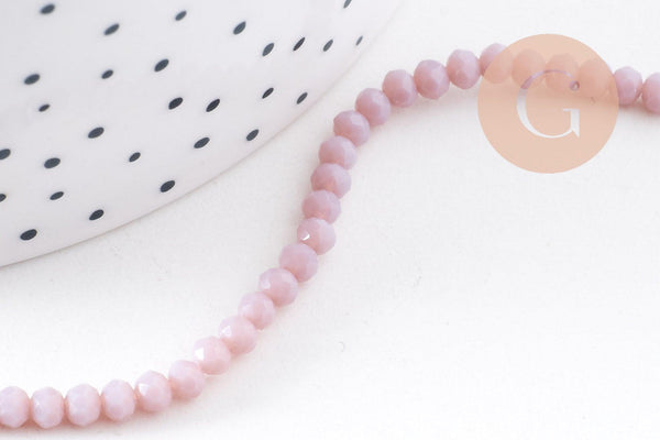 Perles rondelles verre transparente facettées 3.5x2.5mm, x1 fil de 32cm (G8262)