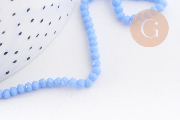 Perles rondelles verre transparente facettées 3.5x2.5mm, x1 fil de 32cm (G8262)