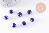 Perles rondes Mauvais Oeil bleue,perle Bijoux, perles rondes,perle verre artisanal chance pour création bijoux, 12mm, x10 (G3338)