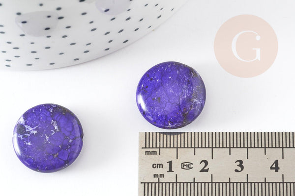 Perles rondes en howlite Violet, perles howlite, howlite naturelle, 20mm, x5 (G1601)