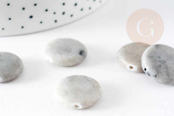 Perles rondes en jaspe gris, perles pierres, perles jaspe naturel,20mm, x5 (G1455)