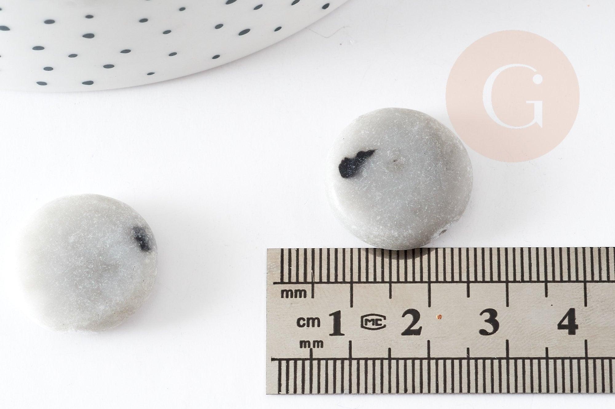 Perles rondes en jaspe gris, perles pierres, perles jaspe naturel,20mm, x5 (G1455)