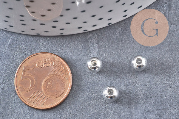 Perles rondes intercalaire acier 304 inoxydable argenté 6mm, x10 (G10854)