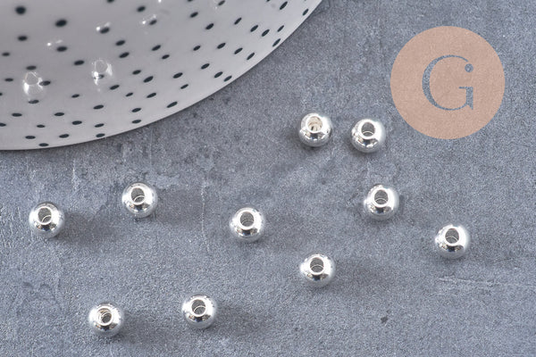 Perles rondes intercalaire acier 304 inoxydable argenté 6mm, x10 (G10854)