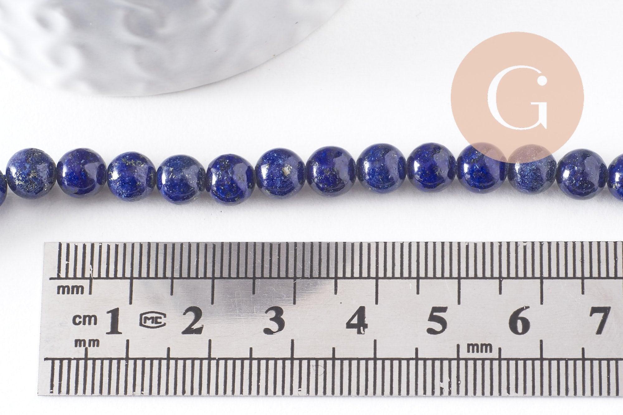 Perles rondes lapis lazuli naturel 6mm, x1 fil de 20cm (G4069)