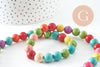 Perles rondes multicolores howlite,Perles gouttes multicolores howlite, howlite naturelle, perle turquoise, fil de 40 cm, X1 (G9717)