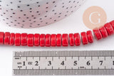 Perles rondes rondelles turquoise rouge 10x4mm, x1 fil de 50cm (G0989)