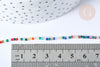 Perles rondes verre multicolore 2mm, perle verre, création bijoux cristal, fil de 38cm, x1 (G7951)