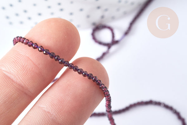 Perles rondes verre violette facettes 2mm, cristal,x1 le fil de 38cm (G7952)