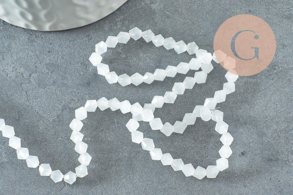 Perles toupies cristal blanc opalescent 4mm facette, x1 fil de 35cm (G8541)
