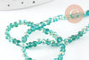 Perles toupies cristal bleu turquoise transparent irisé 3.5x2.5mm, x1 fil de 40cm (G6760)
