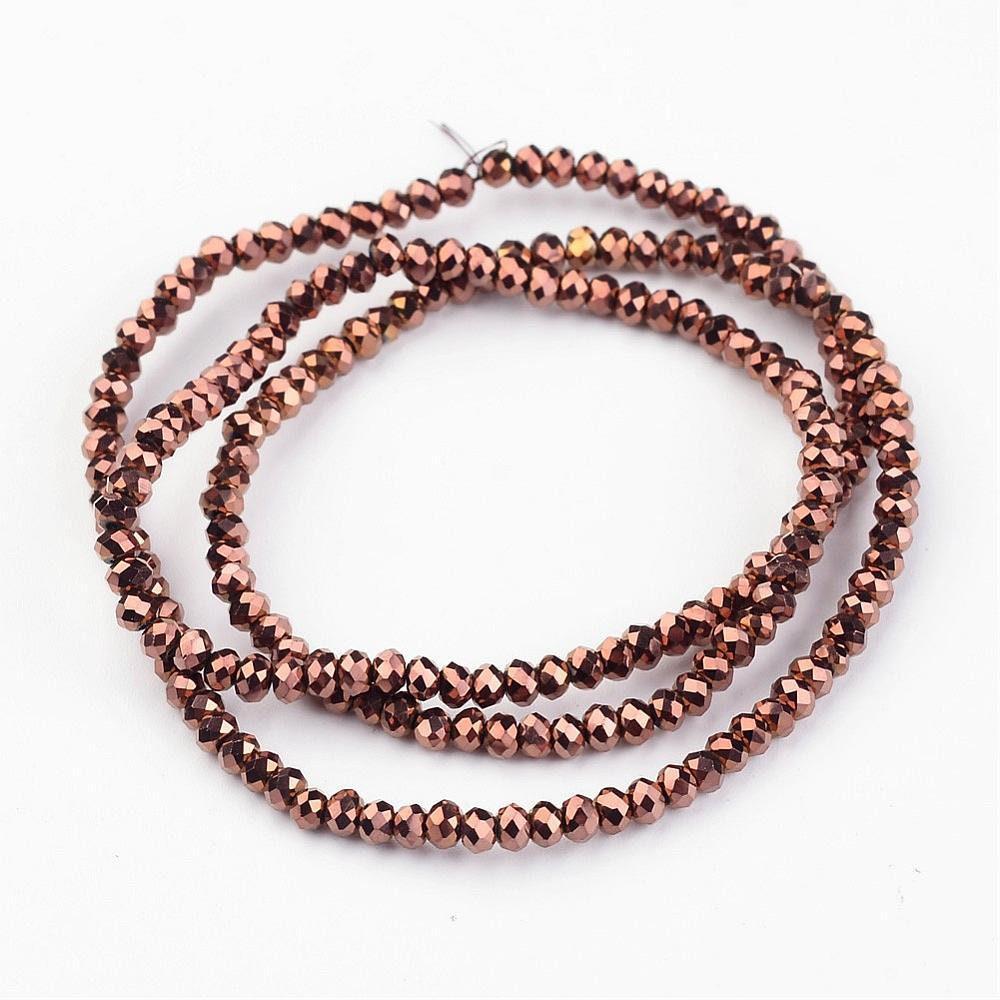 Perles toupies cristal cuivre, perles bijoux, perle cristal,Perle verre facette,création bijoux, fil de 180,3x2mm x1 (G5910)