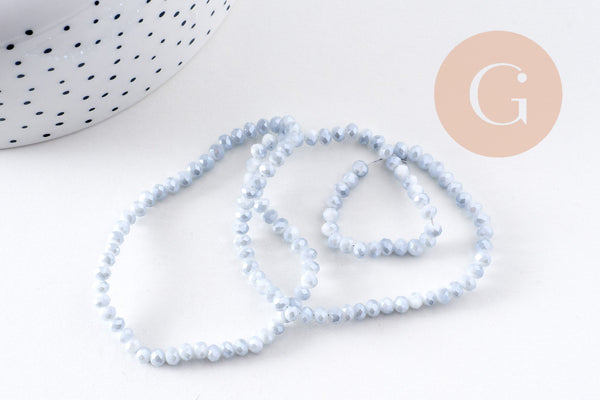 Perles toupies cristal gris clair, perles bijoux, cristal, verre facette, création bijoux, 3x2mm, fil de 36cm (G4691)