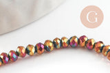 Perles toupies cristal rouge irisé métallisé 3x2mm, perles création bijoux, fil de 33cm x1 (G8106)