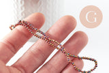 Perles toupies cristal rouge irisé métallisé 3x2mm, perles création bijoux, fil de 33cm x1 (G8106)