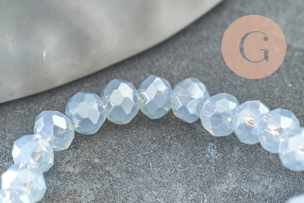 Perles toupies cristal transparent gris clair irisé, bijoux cristal,verre facette,création bijoux, 2.5x2mm, fil de 45cm x1 (G3617)